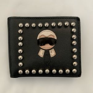 Fendi Karlito Carlith Bi-Fold Short Wallet Black